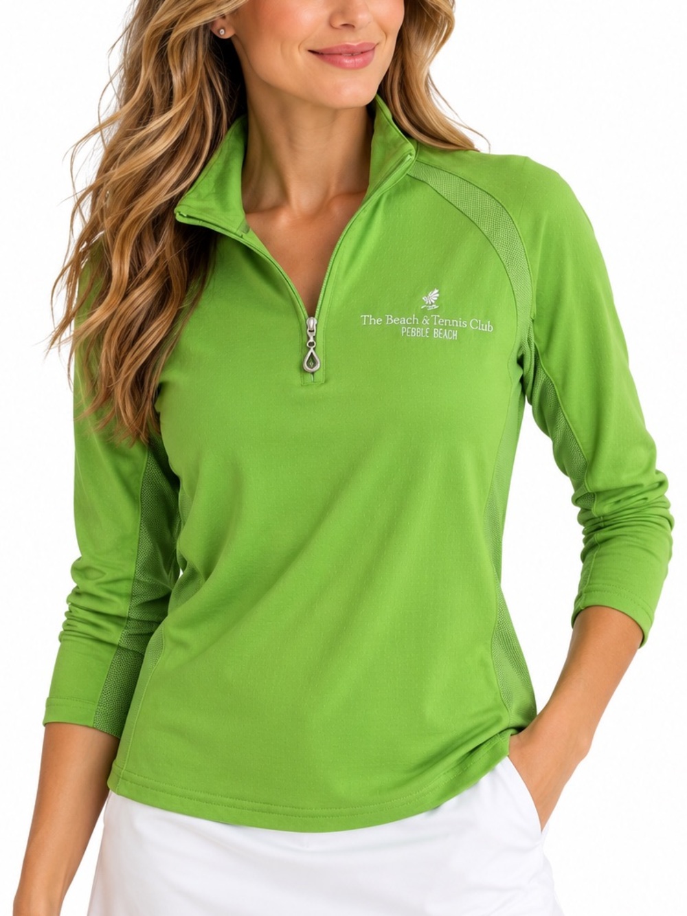 SanSoleil Green UPF 50 Quarter Zip Golf Tennis Top Size Large